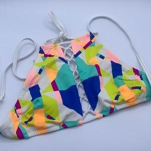 PINK Victoria’s Secret Multi Color Abstract Size XS Swim Top